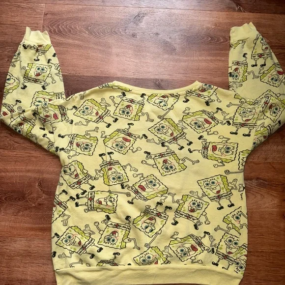 SpongeBob SquarePants Graphic Yellow Crewneck Sweater - Picture 3 of 4